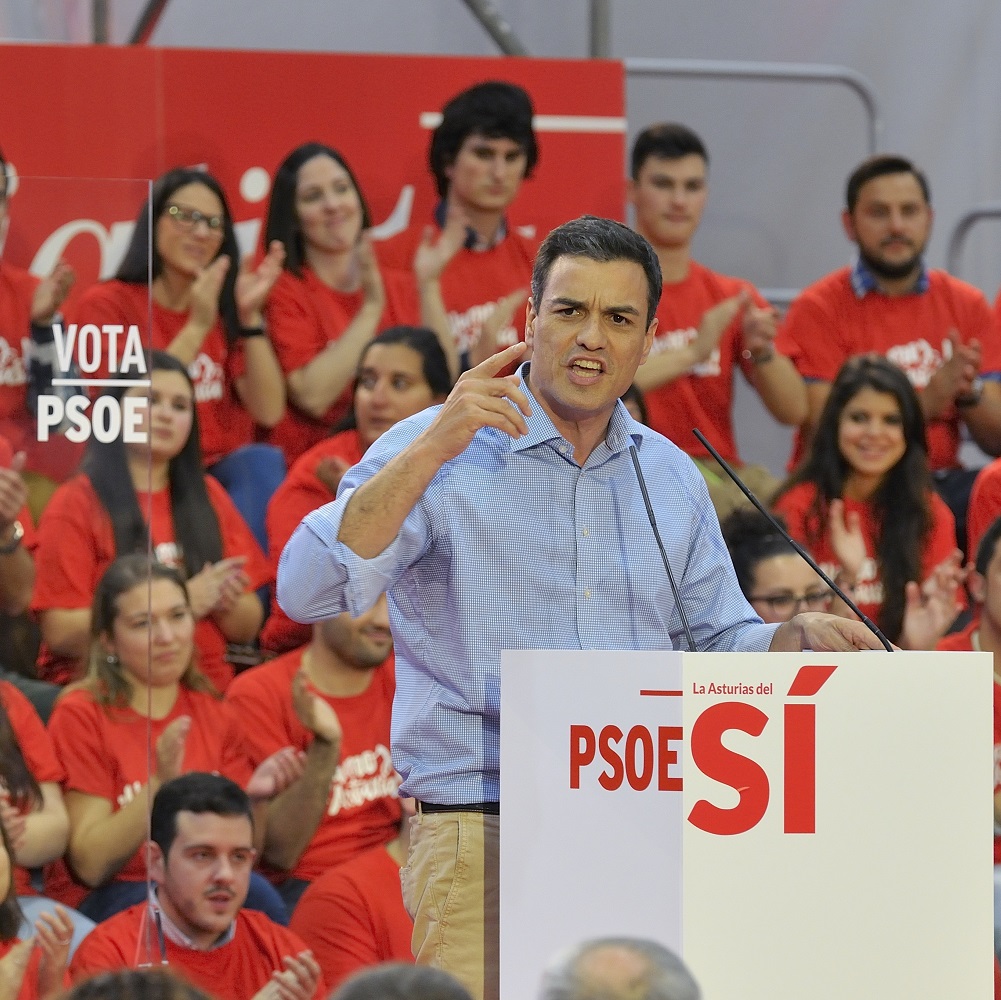 Pedro Sánchez at one of his election campaigns
